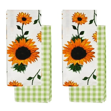 Kitchen Hand Towel Orange Sunflower Applique' 26" X 16'